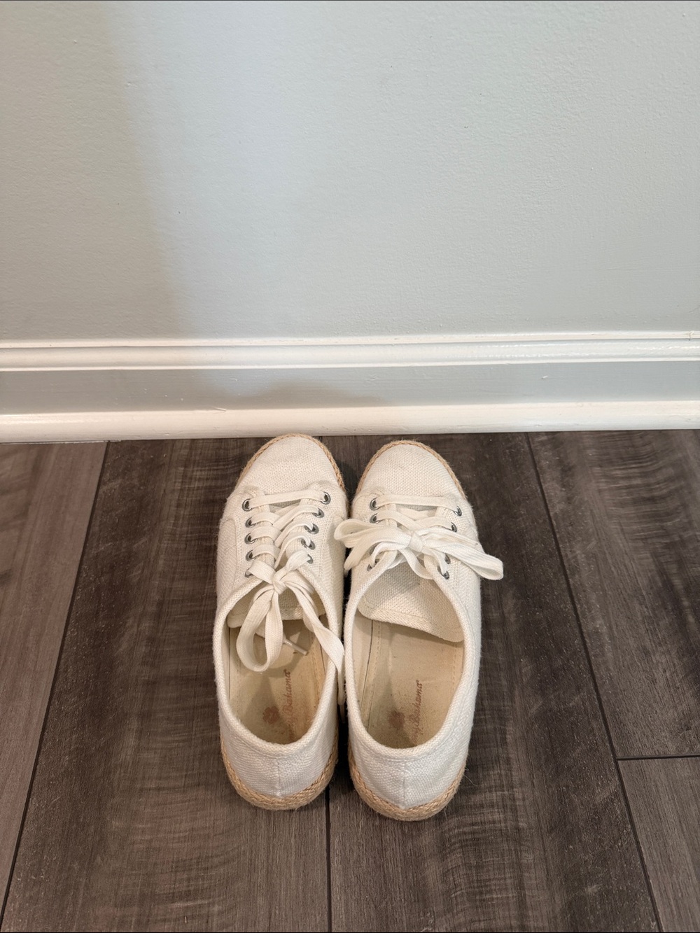 Tommy Bahama Cream Canvas Lace-Up Espadrille Sneakers